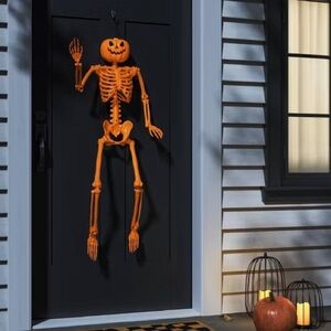 Hyde and EEK! 24” Poseable Pumpkin Head Skeleton Halloween Decorative Prop